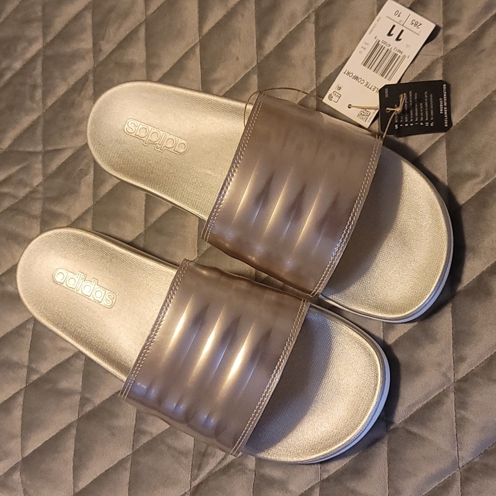 Gold Adidas Sliders